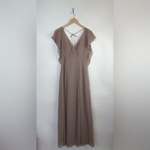 Jenny Yoo Bridesmaid dress Size 0 V-neck, flutter sleeve, side slit